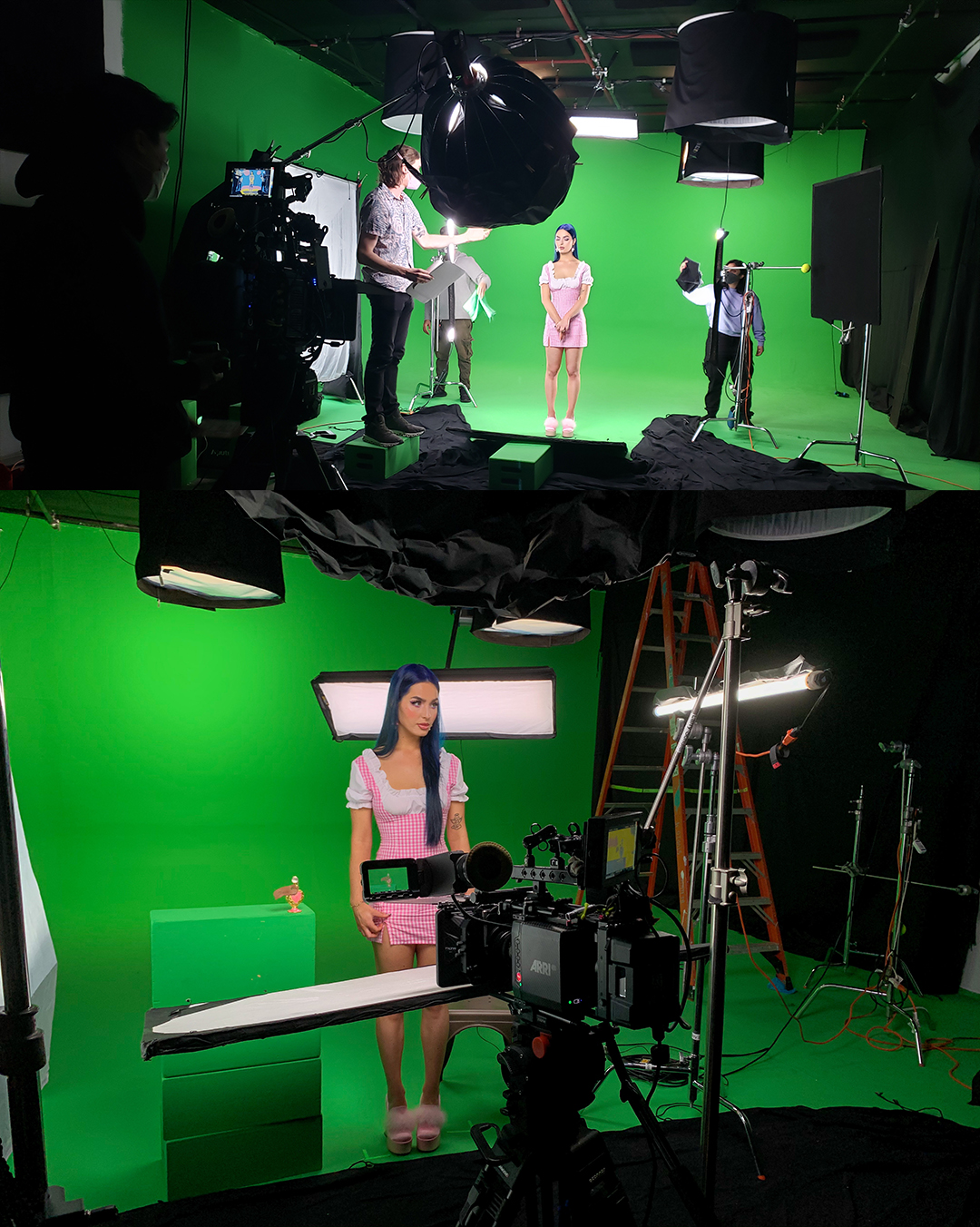 behind the scenes on set greenscreen studio shoot nyc